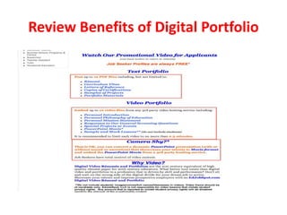 Review Benefits of Digital Portfolio
 