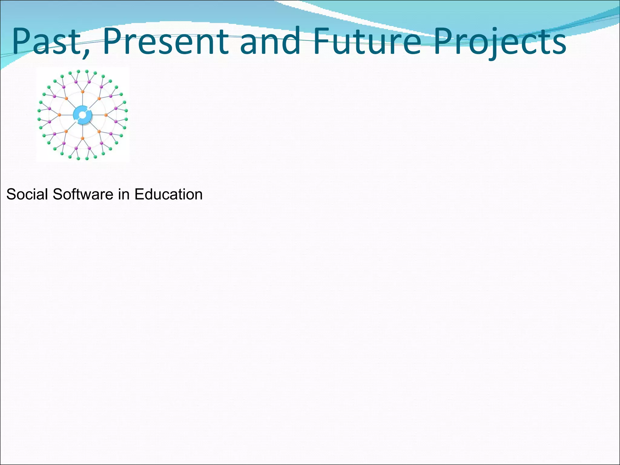 Past, Present and Future Projects Social Software in Education 