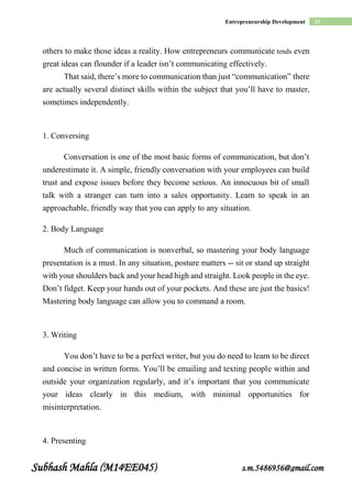 ENTREPRENEURSHIP DEVELOPMENT LAB SM54 | PDF