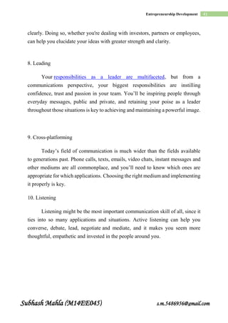 ENTREPRENEURSHIP DEVELOPMENT LAB SM54 | PDF