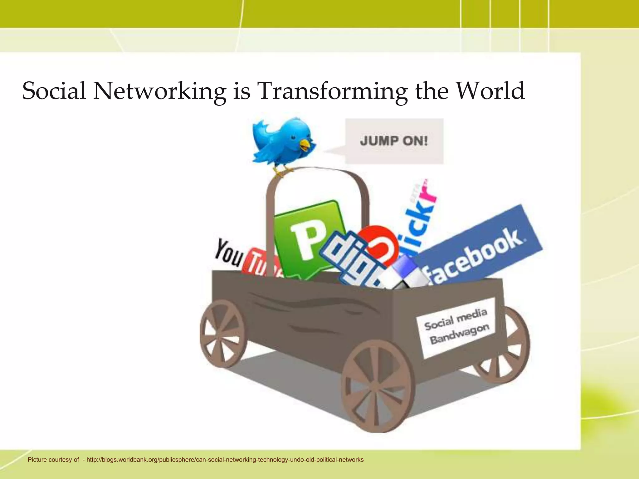 Social Networking is Transforming the World




Picture courtesy of - http://blogs.worldbank.org/publicsphere/can-social-networking-technology-undo-old-political-networks
 