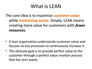 Define Customer Value Lean The LEAN Initiatives to Transform the A&E in HTAR | PPT