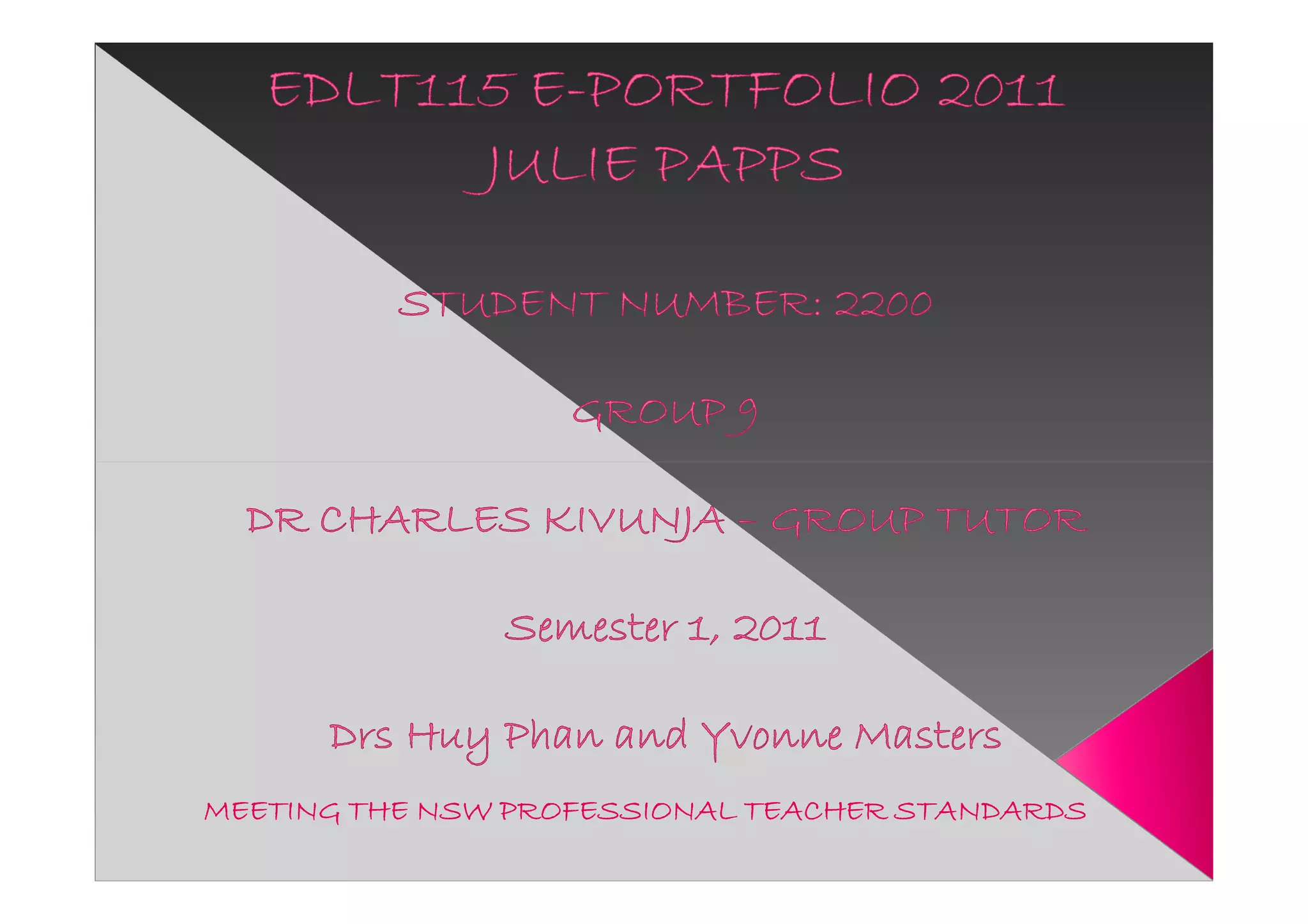 MEETING THE NSW PROFESSIONAL TEACHER STANDARDS
 