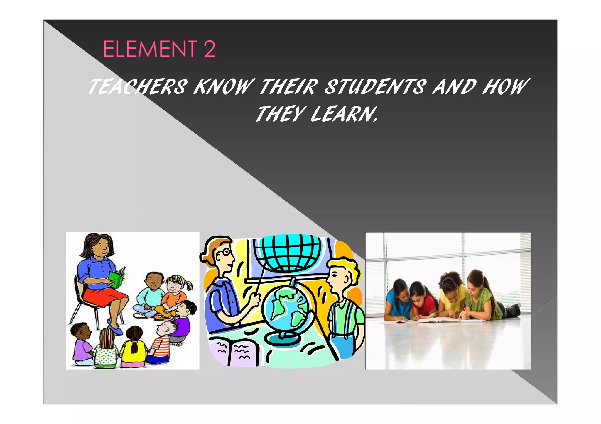 TEACHERS KNOW THEIR STUDENTS AND HOW
              THEY LEARN.
 