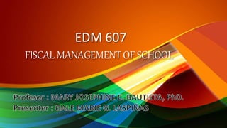 EDM 607
FISCAL MANAGEMENT OF SCHOOL
 