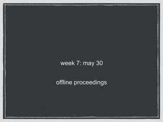 week 7: may 30
offline proceedings
 