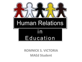 Ed m 241– human relations in education(enhancing self esteem   romnick s. victoria