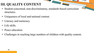 Quality Lesson Content EDUCATION PLANNING FOR QUALITY EDUCATION | PPTX