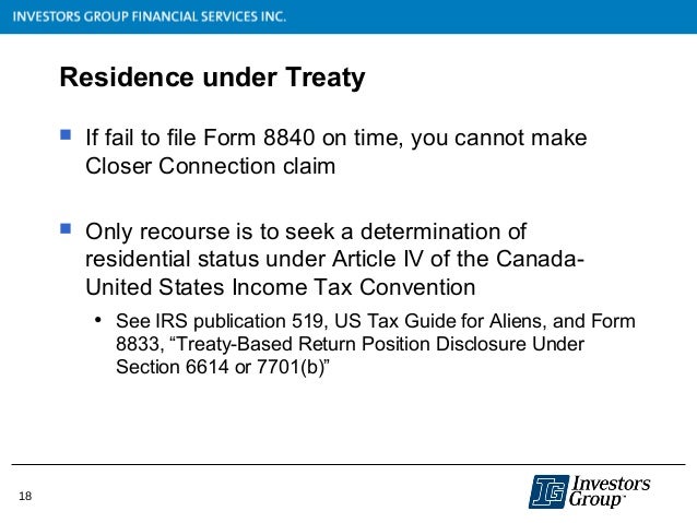 cross border us real estate 8840 tax form