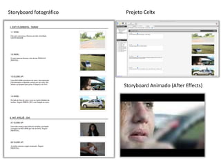 Storyboard Animado (After Effects)
Projeto CeltxStoryboard fotográfico
 