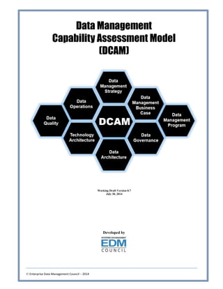 © Enterprise Data Management Council – 2014
Data Management
Capability Assessment Model
(DCAM)
Working Draft Version 0.7
July 30, 2014
Developed by
 