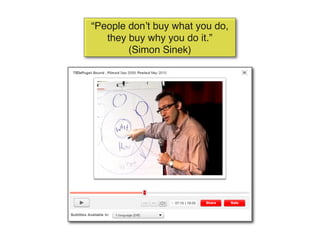 “People donʼt buy what you do,
   they buy why you do it.”
        (Simon Sinek)
 