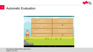 Automatic Evaluation
edMedia, July 2021
Paul Krassnig, Markus Ebner, Martin Ebner
18
 