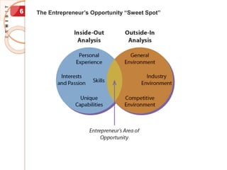 The Entrepreneur’s Opportunity “Sweet Spot”
6
 