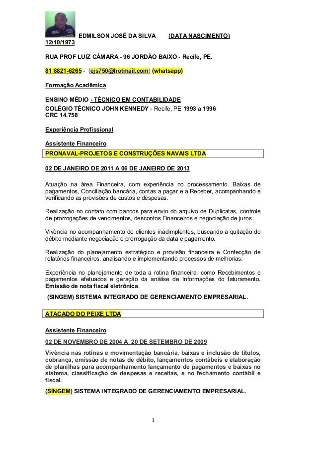 edmilson jos da silva curriculum vitae 2015 1 638