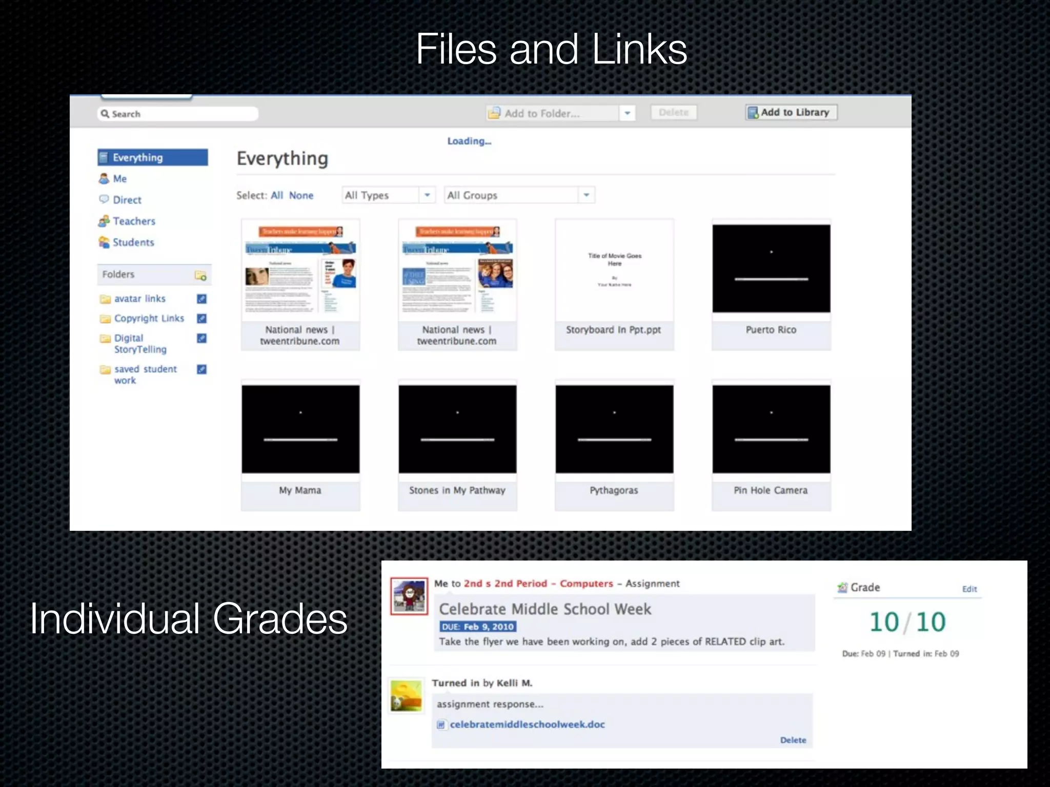 Files and Links




Individual Grades
 