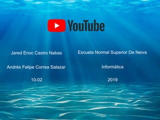 Jared Enoc Castro Nabas
Andrés Felipe Correa Salazar
10-02
Escuela Normal Superior De Neiva
Informática
2019
 
