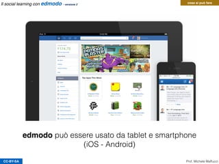 CC-BY-SA
edmodo può essere usato da tablet e smartphone
(iOS - Android)
Prof. Michele Maffucci
cosa si può fareIl social learning con edmodo - versione 2
 