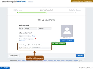 CC-BY-SA
registrarsi al sito - insegnante
Prof. Michele Maffucci
modiﬁca indirizzo pagina
Il social learning con edmodo - versione 2
 