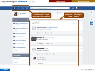CC-BY-SA
Gestione classi, badge,
applicazioni, libreria media
Commenti e messaggi tra
allievi e docente
Prof. Michele Maffucci
Il social learning con edmodo - versione 2
AmministrazionePagina home
 