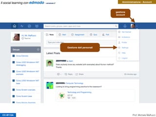CC-BY-SA
Amministrazione - Account
gestione
account
Gestione dati personali
Prof. Michele Maffucci
Il social learning con edmodo - versione 2
 