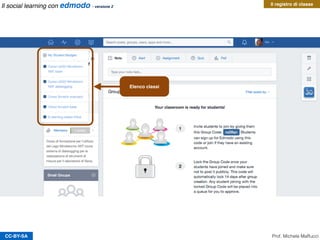 CC-BY-SA
Il registro di classe
Elenco classi
Prof. Michele Maffucci
Il social learning con edmodo - versione 2
 