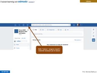 CC-BY-SA
Library
Nella “Library” vengono inseriti i
materiali necessari per le lezioni
Prof. Michele Maffucci
Il social learning con edmodo - versione 2
 