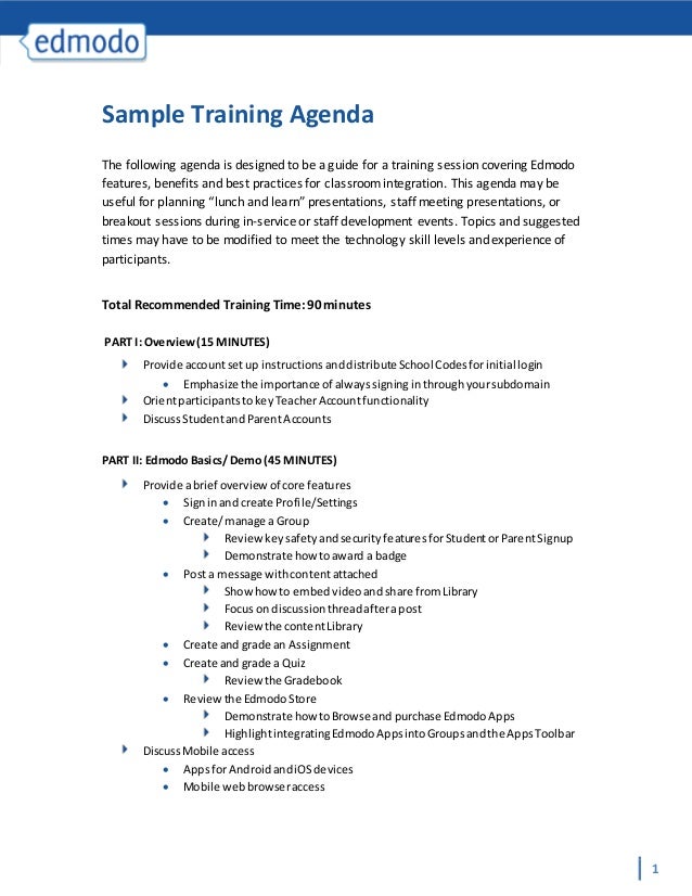 sample training agenda