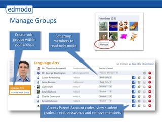 Create a Group1. Select Create on groups menu2. Complete group info3. Distribute code to group members