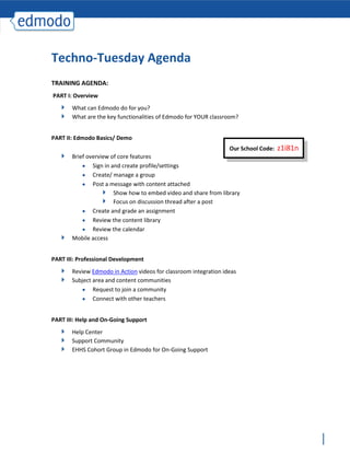 Techno-Tuesday Agenda<br />TRAINING AGENDA:  <br /> PART I: Overview <br />,[object Object]