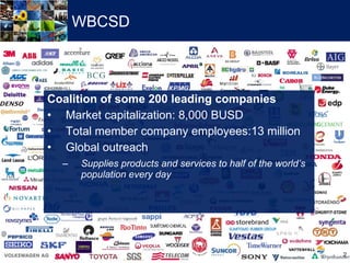 <ul><li>Coalition of some 200 leading companies </li></ul><ul><li>Market capitalization: 8,000 BUSD </li></ul><ul><li>Tota...