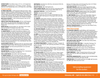 3Forup-to-date listingsvisit rbauction.com Edmonton, AB | April 23–25, 2014 (Wed–Fri)
VAN TRUCKS: Ford E350 S/A, 2010 Hino, International 4700 S/A,
Mack MS250P 22 Ft S/A.
ROLLOFF TRUCKS: GMC 7000 TopKick S/A.
CAB  CHASSIS TRUCKS: 2008 Ford F550 XLT, International 9200
T/A, International 8000 T/A Truck Tractor, White GMC T/A T/A.
EMERGENCY VEHICLES: 2- Ford E350 Ambulance.
TRUCKS: International 4900 T/A Lugger.
BUSES: Ford E450 S/A, 2010 Ford E350 18 Passenger 4x4 Crew
Carrier, 2011 GMC 3500 Savanna 15 Passenger Crew Carrier, MCI
48 Passenger.
19- LOWBOYS: 2009 Tridem Trombone, 2006 Aspen 24 Wheel
Scissorneck, 2009 BWS 55 Ton Tridem Single Drop, 2005 Doepker
40 Ton Tridem Scissorneck, Gerrys 16 Wheel 60 Ton, 2007 Gerrys
Tridem Scissorneck, K-Line 50 Ton Tridem Scissorneck, 2005 K-Line
Tridem, 3- Peerless 24 Wheel Scissorneck, 2- Peerless 24 Wheel Lo
Pro, 2011 Scona 60 Ton Tridem Trombone Scissorneck, Scona Tri-
dem Trombone Scissorneck, Trail King 60 Ton Tridem Double Drop,
Ubuilt T/A Trombone, Willock 16 Wheel Double Drop, Willock T/A.
10- STEP DECK TRAILERS: 2011 BWS 53 Ft x 9 Ft 6 In. Tridem, 2007
Great Dane 53 Ft Tridem, 2- 2011 Lode King 53 Ft Tridem, 2013 Manac
53-71 Ft Tridem Trombone, Manac 48 Ft T/A, Protec 48 Ft T/A, Rotec
Trail Eze T/A Trombone, Thruway 53 Ft T/A, 2005 Wrem 53 Ft Tridem.
45- JEEPS: ArnesT/A, ArnesS/A Jump, AspenTD20-2T/ASteering
Booster, 2- Aspen TD10 S/A Booster, Aspen Tridem DerrickDolly,
2005 Aspen T/A Steering Booster, Aspen T/A Booster, Aspen T/A,
Columbia T/A Lo Pro, 4- GerrysT/A Booster, 4- GerrysS/A Booster,
Marmot 35 Ton T/A, 3- Peerless 16 Wheel Lo Pro, 6- Peerless 16 Wheel,
2- 2007 PeerlessT/A Booster, 8- PeerlessT/A Booster, 2- PeerlessS/A
Booster,Scona 16 Wheel, 3-SconaT/A,TrailmobileT/A.
10- SUPER B-TRAIN HIBOYS: 3- Doepker 32 Ft Lead, 3- Doepker 28
Ft Pup, 2011 Lode King Pup, 2011 Lode King Lead, Manac 32 Ft Lead,
Manac 28 Ft Pup.
11- HIBOYS: Doepker 40 Ft Tridem, 2014 Doepker 32 Ft Super B-Train
Lead, Fontaine 48 Ft T/A, Load King Tridem, 2005 Lode King Tridem,
Roussy 48 Ft T/A, Transcraft 48 Ft Tridem, 2- 2007 Transcraft Tridem,
Wabash 48 Ft Tridem, Wabash 48 Ft T/A.
25- OILFIELD FLOATS: Alco 45 Ton 48 Ft x 8 Ft 6 In. Tridem, Aspen
Tridem, 2007 Doepker Tridem Picker, Fruehauf 40 Ft T/A, 2006
Gerrys Tridem, 2- Gerrys Tridem, Nor-Trail 53 Ft x 11 Ft 6 In. 16 Wheel,
2- Peerless Tridem Picker, 4- Peerless Tridem, Scona 40 Ft T/A,
Scona 37 Ft x 8 Ft 6 In. T/A, Scona 36 Ft T/A, 8- Scona Tridem.
BOTTOM DUMP TRAILERS: Arnes Tridem Clam, 2- 2005 Decap 38 Ft
Tridem, Flow Boy T/A Live, Lode King Tridem.
19- END DUMP TRAILERS: 2007 Cancade 17 Ft Tridem Gravel Pup,
Cancade 17 Ft Tridem Gravel Pup, 2009 Cancade 14 Ft T/A Gravel
Pup, 2006 Capitol 26 Ft Quad/A Aluminum Gravel Wagon, 2012
Centerline RB3500 30 Ft Tridem, 2009 Clement Rockstar 32 Ft T/A,
2009 Cross Country 30 Ft Tridem, 2012 Doepker SG125295S Tridem,
2008 East Genisis 28 Ft Aluminum T/A, 2009 Gravhaul Tridem, Long
Fab 28 Ft T/A Gravel Pup, 2005 Midland SL4200 T/A, 2014  2013
Midland MG35XL3000S 30 Ft Tridem, Midland T/A Gravel Pup, 2012
Nevstar 35 Ft Tridem, Renn 15 Ft T/A Gravel Pup, Renn 14 Ft Tridem
Gravel Pup, Southland 14 Ft T/A Gravel Pup.
SIDE DUMP TRAILERS: 2009 Gerrys Tridem Super B-Train Lead,
2009 Gerrys T/A Super B-Train Pup, Midland TW2500 16 Ft B-Train
Lead, 2006 Midland MG30TW2500 16 Ft T/A B-Train Lead.
GRAIN  SILAGE TRAILERS: Doepker Super B-Train Pup, Doepker
Super B-Train Lead, 2005 Lode King Prestige 32 Ft Lead Super B,
2005 Lode King Prestige 28 Ft Super B Pup.
16- TANK TRAILERS: Advance 37000 Litre Tridem Water, Advance
34000 Litre Tridem Water, Advance 34000 Litre Tridem, 2005
Advance 34 M3 Tridem Crude Oil, Advance 34 M3 Tridem Crude Oil,
Advance Tridem, Columbia 34 M3 Tridem Crude Oil, 2005 Hutchin-
son 34 M3 Tridem Crude Oil, Krohnert 6000 Imperial Gallon T/A,
2007 Tremcar 32000 Litre Quad/A, Wabash 20 Cu M Tridem Stiff
Pole Pup, 2- Westank Fuel Super B-Train Pup, 2- Westank Fuel Super
B-Train Lead, Westank Willcok 26000 Litre 3/Axle Pup.
TRUCKS  TRAILERS INCUDE: 15- Dump Trucks, 54- Flatbed Trucks,
75- Pickups, 52- Mobile Structures.
Otheritemsinclude
19-TELESCOPIC FORKLIFTS: CareliftZB8044, 2007 Gehl DL10L55
4x4x4, 3- 2007 Gehl DL10L55 10000 Lb, 2009 Genie GTH5519 5000 Lb
4x4x4, 2008 Genie GTH5519 5000 Lb, 2006 Genie GTH844 8000 Lb
4x4, 2006 Ingersoll-RandVR1056 10000 Lb, 2007 JLG G1055A, 2006
JLG G1055A 10000 Lb, 2008 JLG G12-55A 4x4x4, 2006 JLG G9-43A
9000 Lb, 2006Skytrak10054 10000 Lb, 2008Skytrak8042 8000 Lb
4x4x4, 2006Skytrak8042 4x4x4, 2006Skytrak8042 8000 Lb 4x4x4,
TerexTH1056C10000 Lb 4x4x4,Terex1056C10000 Lb 4x4x4.
4WD AGRICULTURAL TRACTORS: Case 4890, New Holland 6640,
Versatile 555, Yanmar EF668.
BELTED AGRICULTURAL TRACTORS: 2- Caterpillar Challenger 75C.
MFWD AGRICULTURAL TRACTORS: Deutz Allis 7145, Ford 9030,
2006 Frontier JM354, John Deere 7400, John Deere 2950.
DUMPERS: Morooka MST2500 Crawler, Yanmar YFR20DW 6x6.
ALL TERRAIN VEHICLES: Hagglunds Personnel Carrier, Nodwell
RN110, Nodwell CF60 Flex Track.
STREET SWEEPERS: 2- Elgin Crosswind Series GE Vacuum, 2005
GMC T7500 COE S/A, 2007 Isuzu 5500HD COE, Tennant 660LP
Parking Lot.
INDUSTRIAL GENERATOR SETS: Caterpillar 3406C 250 KW Skid Mtd,
Cummins VTA1710 600 KW, 2007 Volvo 500 KW.
ITEMS INCLUDE: 33- Scissorlifts, 49- Boom Lifts, 68- Light Generator
Sets, 80- Light Towers and much more.
SCREEN PLANTS: Elrus M1616, Swaco 3 Ft 11 In. x 8 Ft Single Deck.
CONVEYORS: Custombuilt 36 In.x45 Ft Feed, 5- Unused - Luff Indus-
tries 36 In.x50 FtStacker Pack, 30 In.x70 Ft Field, 24 In.x60 Ft Field.
Truckstrailers
18- WINCH TRACTORS: 2- 2006 Kenworth T800 HH Tri Drive, 2006
Kenworth T800B T/A Sleeper, 2008 Kenworth T800 Tri Drive, 2007,
2006  2- 2005 Kenworth C500 Tri Drive Sleeper, 2007, 2006  2-
2005 Kenworth C500 Tri Drive, Kenworth C500 T/A, Kenworth C500
Tri Drive, 2007 Kenworth T80 T/A, 2007 Peterbilt 378 T/A Sleeper,
Peterbilt 378 T/A Sleeper, 2006 Western Star 4900SA T/A Sleeper.
BED  RIG-UP TRUCKS: 3- 2007  2005 Kenworth C500 T/A T/A,
2- Kenworth C500 T/A T/A.
OVER 60 TRUCK TRACTORS INCLUDING: 2013  2- 2012 Kenworth
T800 Sleeper T/A, 2012 Kenworth T800 Sleeper Tri Drive, 2014
Western Star 4900SB Sleeper T/A, 2012 Western Star 4900FA
Sleeper T/A.
WATER TRUCKS: Kenworth W900 T/A, 2007 Mack CTP713 17500
Litre T/A T/A, MackT/A, Western Star 4964-2 T/A.
TANK TRUCKS: Kenworth T300 2250 Gallon S/A Acid Sleeper.
14- BOOM TRUCKS: Ford L8000 T/A w/National 28000 Lb, 2011
Ford F550 w/Hiab 060, 2006 Ford F550 4x4, Ford F350 Extended
Cab 4x4 w/Hiab 026T 430 Kg, Freightliner FL80 T/A w/National
400B, 2011 Freightliner M2 T/A w/Elliott 36127F 36 Ton, 2008
GMC 5500 4x4, Kenworth T800 T/A T/A w/National 1100 30 Ton,
Kenworth T800 T/A w/Hiab 071AW 3870 Kg, 2007 Kenworth C500
Tri Drive w/30 Ton, 2007 Kenworth C500 Tri Drive w/National 1800
40 Ton, Peterbilt 378 T/A w/National 600D 18 Ton Sleeper, 2008
Peterbilt 340 T/A w/Terex BT3470 17 Ton, 2009 Western Star 4900
Tri Drive w/Elliott 40142 40 Ton.
DIGGER DERRICK TRUCKS: Freightliner FL80 T/A, International 4900
T/A w/Simon Telelect C4500, 2010 Sterling S/A w/Pitman PC1342B.
BUCKET TRUCKS: Ford F550 w/Versalift VN32PI 32 Ft, Ford F450
w/Altec AT2001.
STONE SLINGER TRUCKS: 2005 Kenworth T800 T/A.
VACUUM TRUCKS: Ford F900 T/A, Freightliner T/A, 2- International
9200 T/A, Mack CV713 Granite T/A, Volvo T/A.
FUEL  LUBE TRUCKS: Ford L9000, 2007 Ford F650 XLT.
12- SERVICE TRUCKS: 2007 Chevrolet C5500 4x4, 2009  2008
Chevrolet 3500 Extended Cab 4x4 2009  2008 Ford F550 XLT 4x4,
2008 Ford F550 XL 4x4, 2008 Ford F550 Extended Cab 4x4, 2008
Ford F550 4x4, 2006 Ford F450 XL 4x4, 2010 Ford F150 4x4, 2007
GMC C5500 4x4, 2006 Sterling S/A Sleeper.
REEFER TRUCKS: 2008 Kenworth T300 T/A, 2008 Sterling S/A.
UTILITY TRUCKS: Chevrolet 3500 LS Extended Cab 4x4 Service,
2007 Ford F550 3.5 Cu M Pressure Washer, 2007 Ford F550 XL 4x4,
Ford F450 Extended Cab 4x4, Ford F450 4x4, 2005 GMC 3500HD
Sierra Extended Cab 4x4, 2005 International 4300 S/A.
ROLLBACK TRUCKS: Mack CH613 T/A.
Stillacceptingequipment
forthisauciton.
 