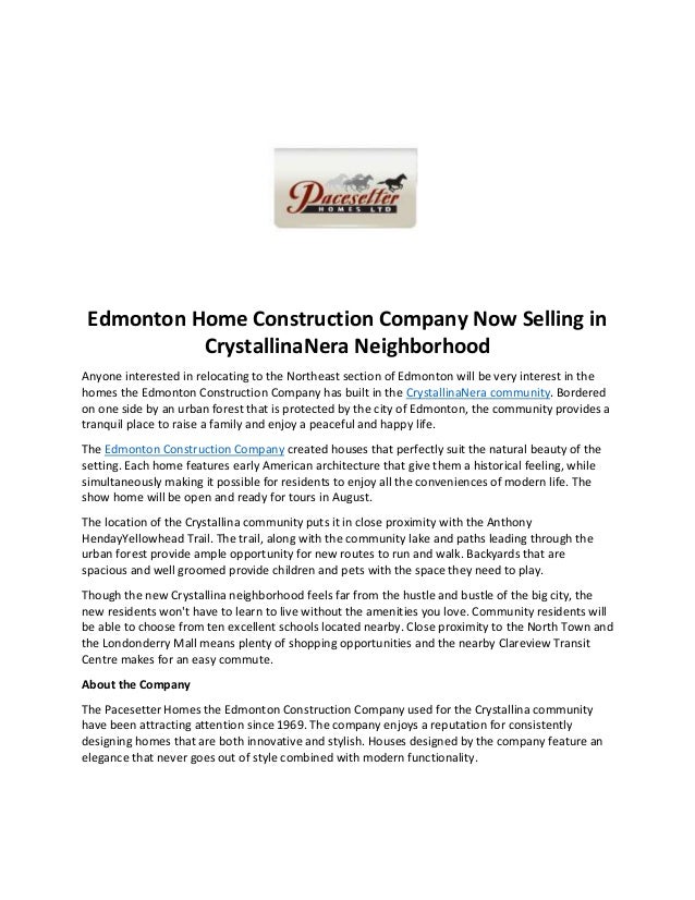 Edmonton home construction company now selling in crystallina nera