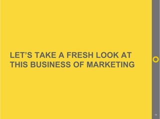 LET’S TAKE A FRESH LOOK AT
THIS BUSINESS OF MARKETING




                             15
 