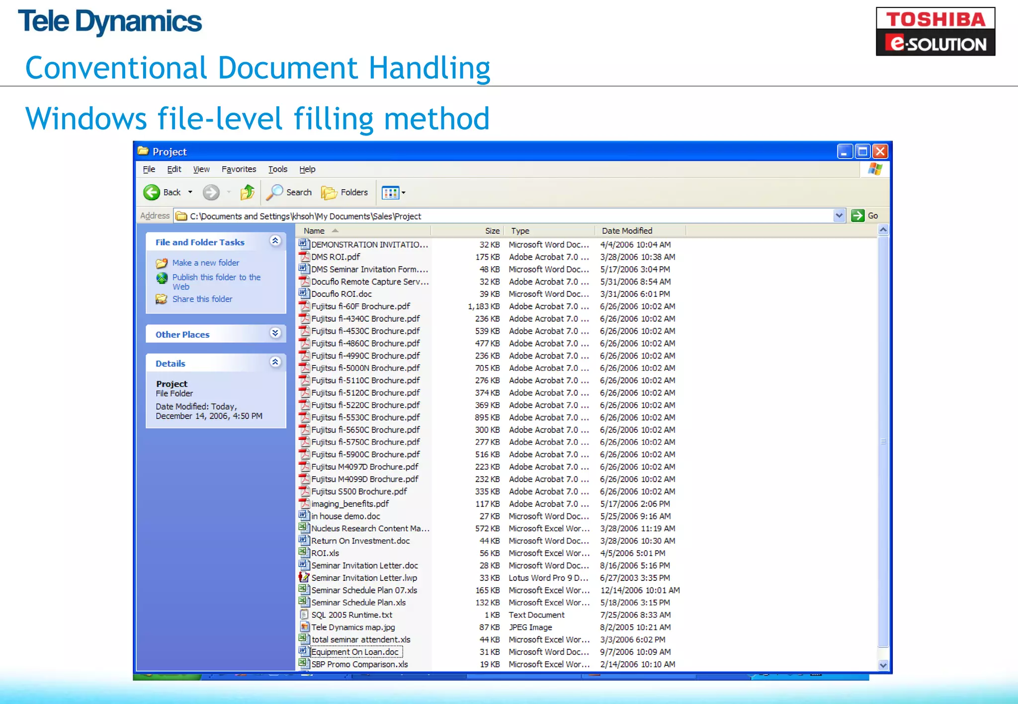 Conventional Document Handling
Windows file-level filling method
 