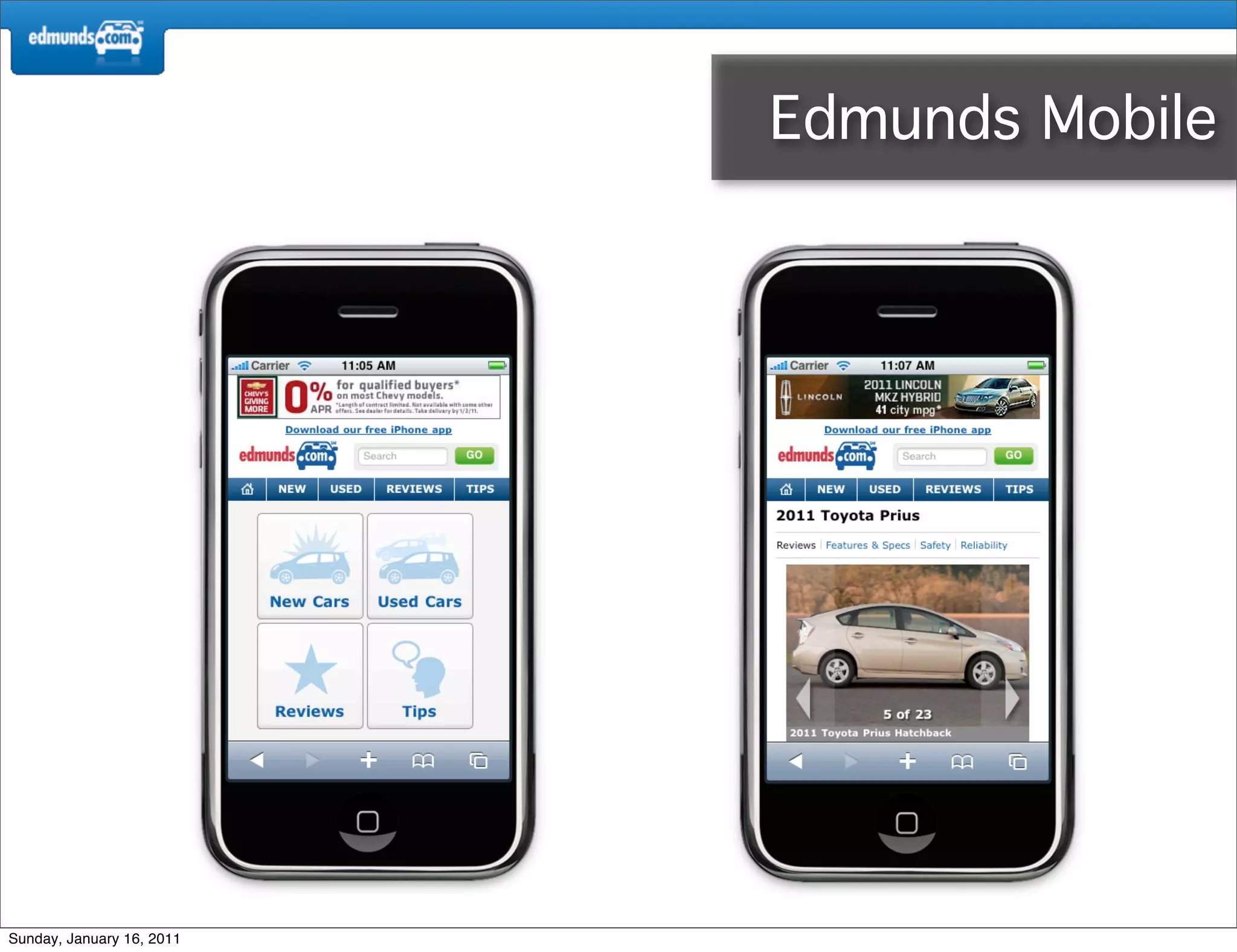 Edmunds Mobile




Sunday, January 16, 2011
 