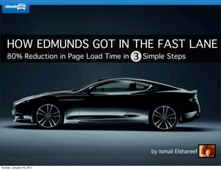 HOW EDMUNDS GOT IN THE FAST LANE
    80% Reduction in Page Load Time in   Simple Steps




                                              by Ismail Elshareef

Sunday, January 16, 2011
 