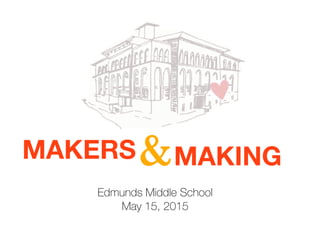 MAKERS
Edmunds Middle School
May 15, 2015
MAKING&
 
