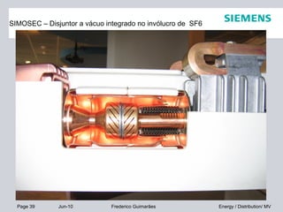 Page 39 Jun-10 Energy / Distribution/ MVFrederico Guimarães
SIMOSEC – Disjuntor a vácuo integrado no invólucro de SF6
 