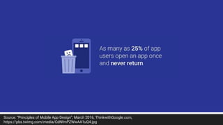 Source: “Principles of Mobile App Design”, March 2016, ThinkwithGoogle.com, https://pbs.twimg.
com/media/CdNfmPZWwAA1uQ4.jpg
 
