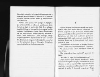 Cerceti in pugculila lui cu amintiri pentru a glpi o
analogie la uniforma sa. Ea semina cu un amestec
dintre o armur6 din evul mediu gi echipamentul
unui fotbalist.
Purta o casc& pe cap, care ajungea in fa!6 pini
jos la bdrbie.Ochii se vedeau in spatele unei fante
inguste a ciqtii in partea din fa!6. Erau albagtri
deschis. Exista un loc deschis intre nas gi'birbie
unde eravizibilS o gur6 rigida. O gurtr. inconjurati
de roz. Erau vizibili pomeli regulali. Reflecti o
clip6. Carne omeneasci. 'Carne. Pulsatia. Singe
curgind prin artere. iqi amintea el de toate acestea?
Nu. Era numai, desigur, o informatie din banda lui
cu inregistr6ri .despre biologie. Catalogd
cunogtintele lui ca fiind neimportante.
9.
O grupi de gase copii tocmai ce apiruse pentru
a ciuta pisici, cind in fala sediului Poliliei din Old
Detroit stalioni un qir de maqini. Soarele care
apunea, cufundi cele 3 maqini combi albe qi maqina
Pritschen, tot albe, in b strdlucire portocalie
neobiqnuiti. Cei 6 copii admirari maqinile foarte
ingrijite. Erau aqa de impresionali incit ldsari
pisicile s6 fug6.
O mic6 armatd de tehnicieni in salopete albastre
iegi din Combi-uri qi fugi citre maqina Pritschen.
"Ce este cu invazia asta?", intrebi un baielel de
weo 10 ani.
"Dar nu aratl ca niqte marfieni!", spuse un alt
bdiat.
"Nu, drat6 ca niqte tinichigii sau aqa ceva."
Copiii figird spre magina Pritschen, unde
tehnicienii indepirtau cu griji'pancardele de pe un
obiect ce se afla pe capot6. Ochii copiilor se fdcurd
mari cind v6zuri ce se afl6 sub pancarde. Fugird
speriali de acolo. O limuzini neagri opri lingd
 
