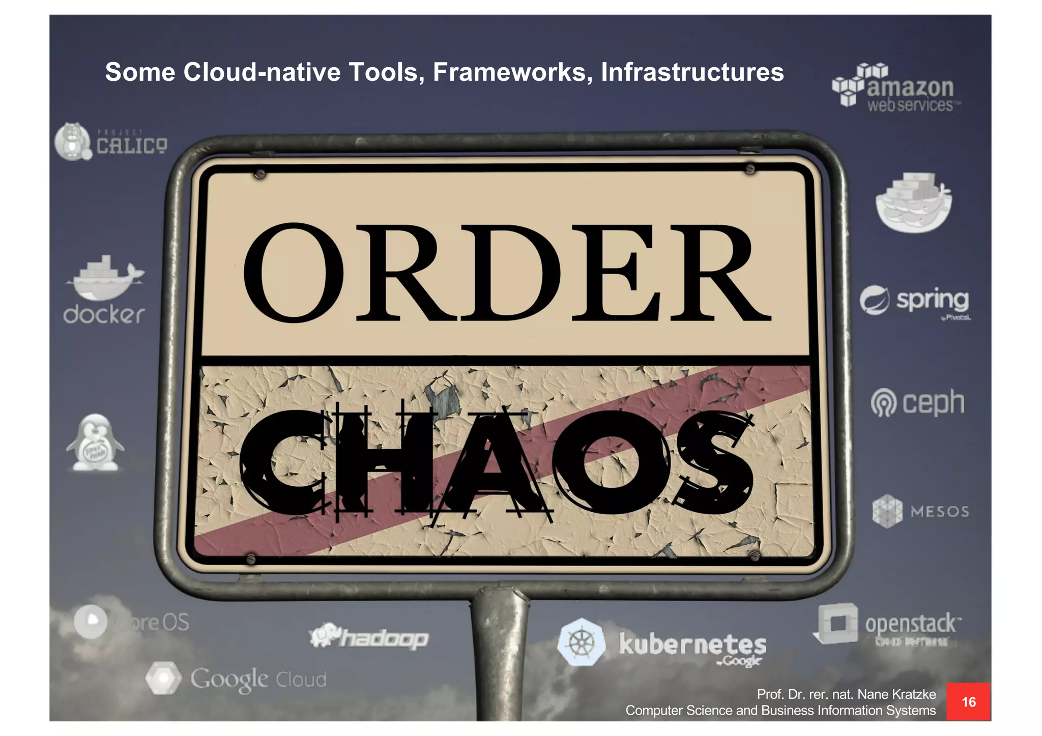 Some Cloud-native Tools, Frameworks, Infrastructures
Prof. Dr. rer. nat. Nane Kratzke
Computer Science and Business Information Systems
16
 