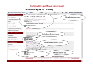 Biblioteca digital da Unicamp
Metadados: qualifica a informação
21 de março de 201
 