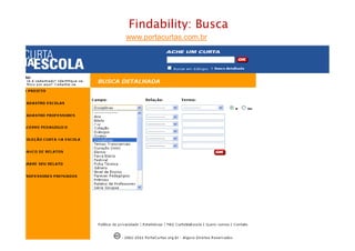 Findability: Busca
www.portacurtas.com.br
Rio de Janeiro – junho de 2012
 