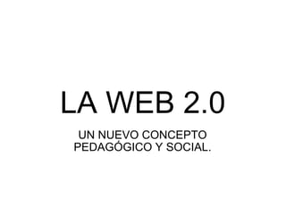 LA WEB 2.0 UN NUEVO CONCEPTO PEDAGÓGICO Y SOCIAL. 