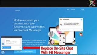 #tcs2017 facebook.com/RolandFrasierPage
Replace On-Site Chat
With FB Messenger
 