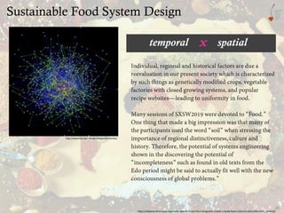 Sustainable Food System Design
28
http://www.lsnl.jp/~ohsaki/research/themes/
temporal spatialx
https://eikaiwa.dmm.com/app/daily-news/article/ohio-immigrants-create-a-lively-food-culture/trp0vsUlEeeXGIe_DnW1jQ
 