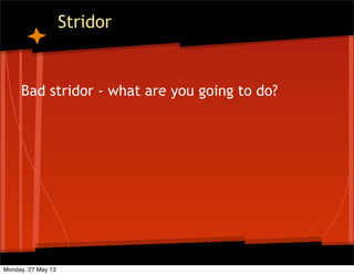 Stridor
Bad stridor - what are you going to do?
Monday, 27 May 13
 