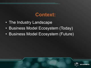 Context:The Industry LandscapeBusiness Model Ecosystem (Today)Business Model Ecosystem (Future)