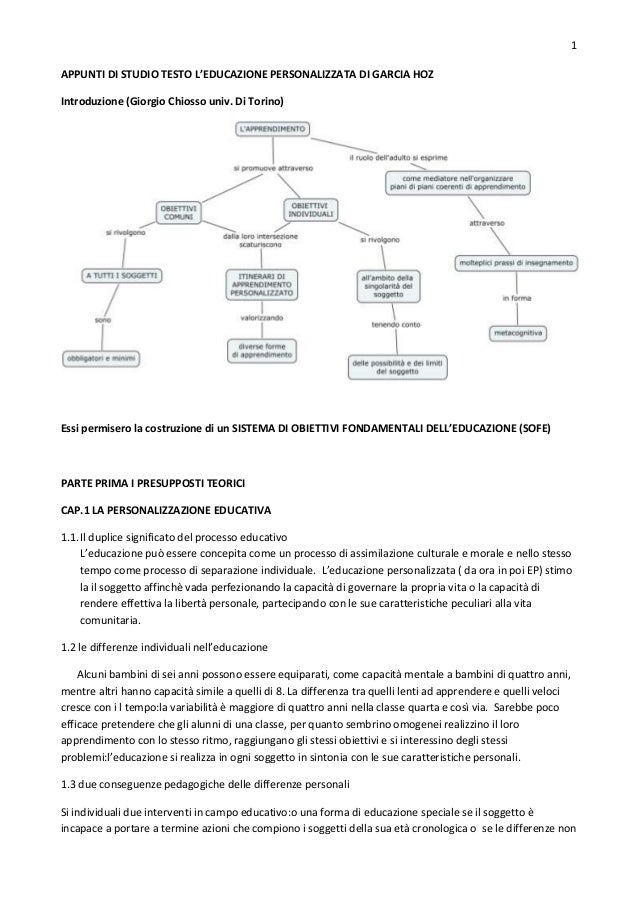 1
APPUNTI DI STUDIO TESTO L’EDUCAZIONE PERSONALIZZATA DI GARCIA HOZ
Introduzione (Giorgio Chiosso univ. Di Torino)

Essi p...